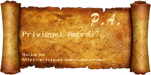 Privigyei Ambró névjegykártya