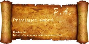 Privigyei Ambró névjegykártya